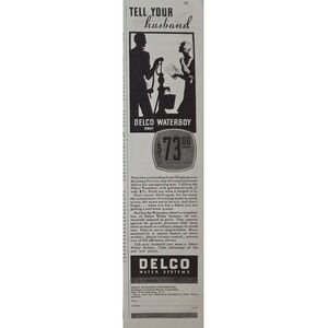 Delco Waterboy Advertisement "Tell Your Husband" Vintage 1932 General Motors